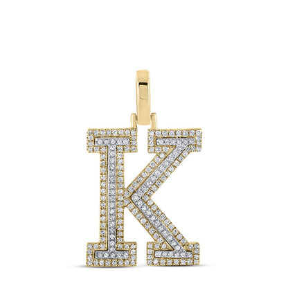 Block 30MM A-Z Letter Initial Diamond Pendant 10K Yellow Gold
