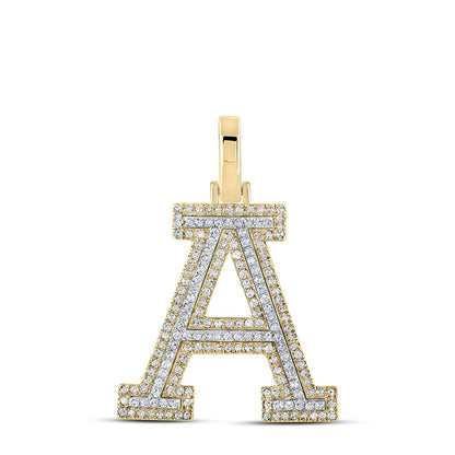 Block 30MM A-Z Letter Initial Diamond Pendant 10K Yellow Gold