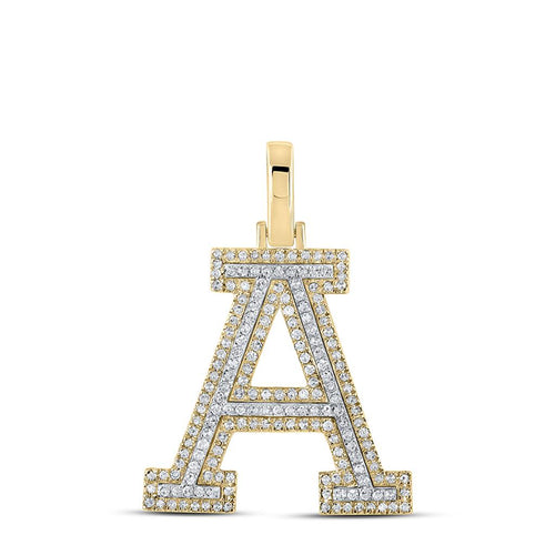 Block 30MM A-Z Letter Initial Diamond Pendant 10K Yellow Gold