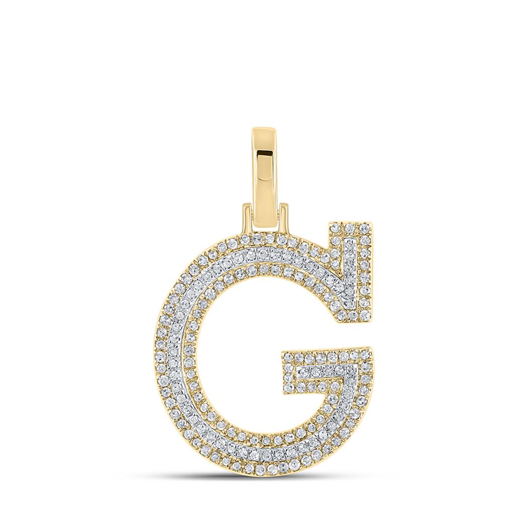 Block 30MM A-Z Letter Initial Diamond Pendant 10K Yellow Gold