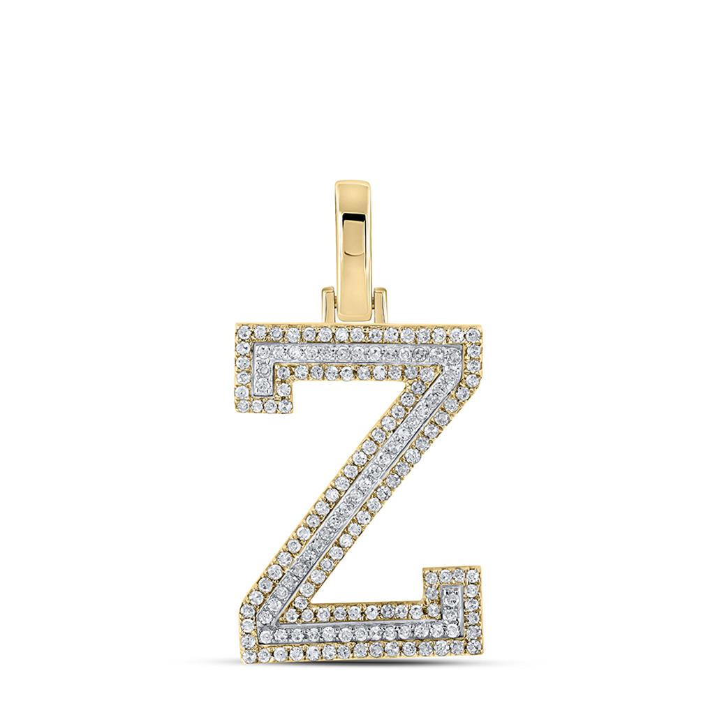 Block 30MM A-Z Letter Initial Diamond Pendant 10K Yellow Gold