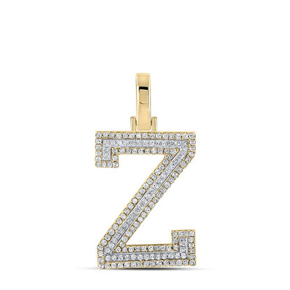 Block 30MM A-Z Letter Initial Diamond Pendant 10K Yellow Gold