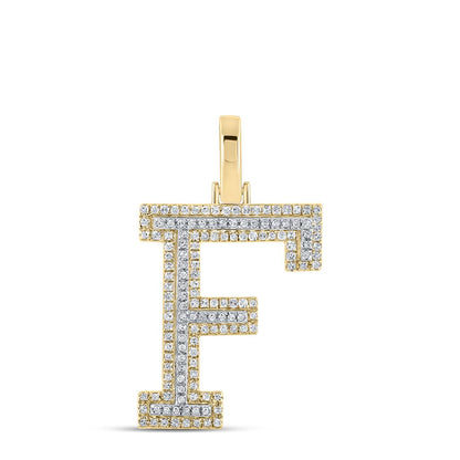 Block 30MM A-Z Letter Initial Diamond Pendant 10K Yellow Gold