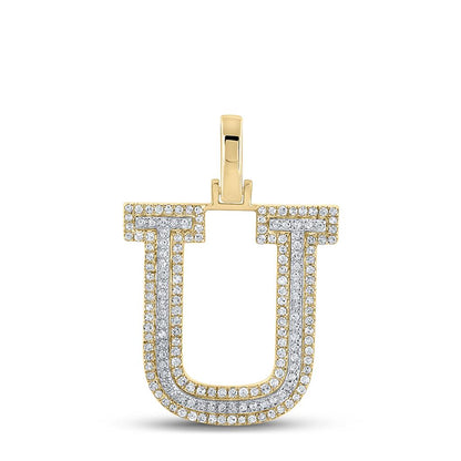 Block 30MM A-Z Letter Initial Diamond Pendant 10K Yellow Gold