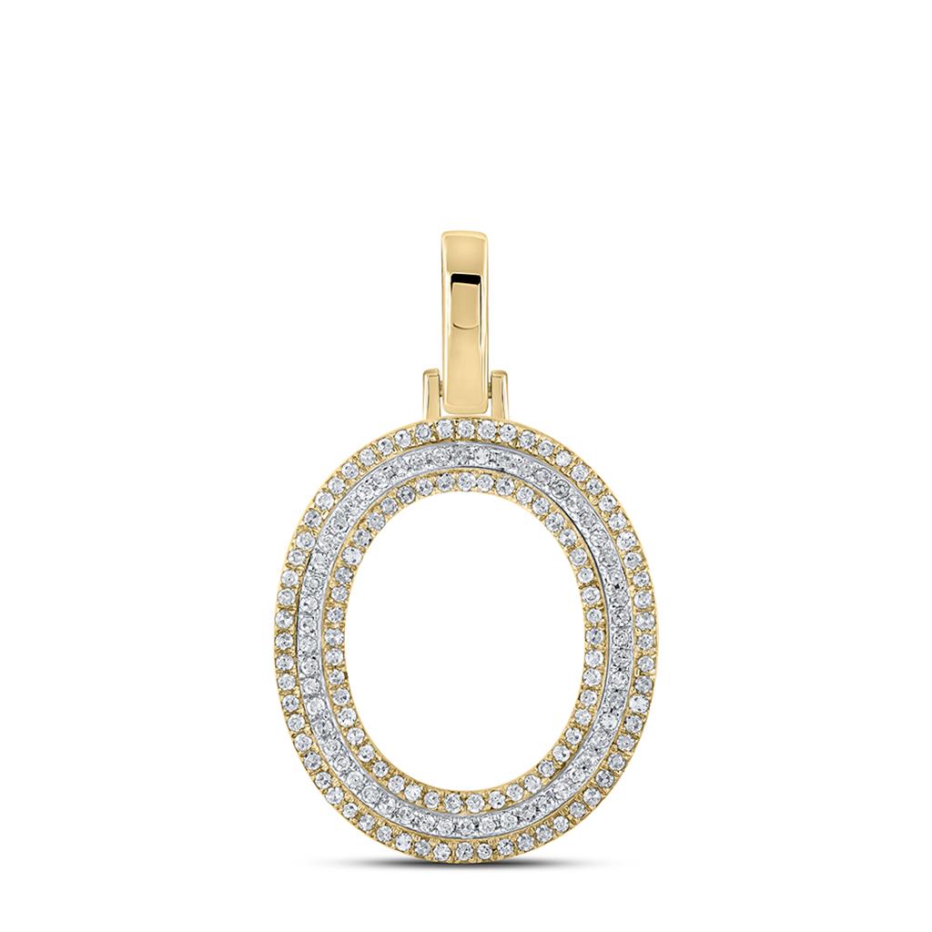 Block 30MM A-Z Letter Initial Diamond Pendant 10K Yellow Gold