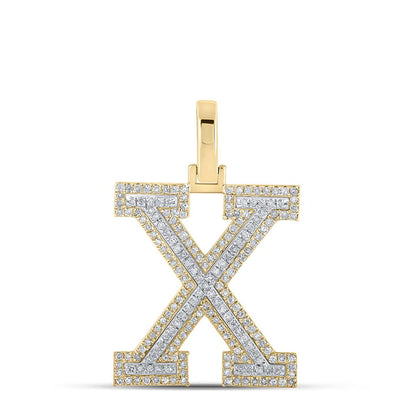 Block 30MM A-Z Letter Initial Diamond Pendant 10K Yellow Gold
