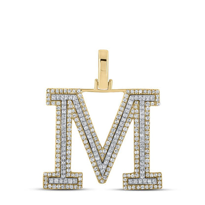 Block 30MM A-Z Letter Initial Diamond Pendant 10K Yellow Gold