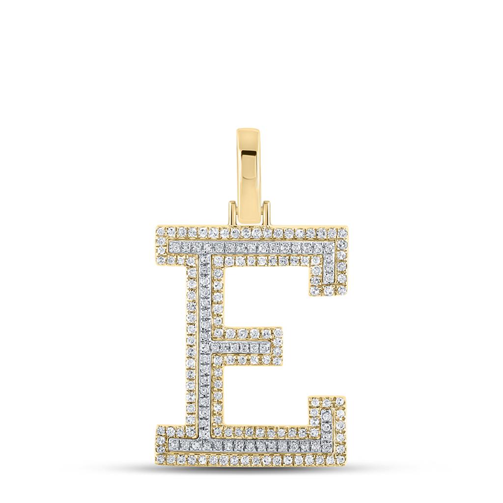 Block 30MM A-Z Letter Initial Diamond Pendant 10K Yellow Gold