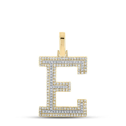 Block 30MM A-Z Letter Initial Diamond Pendant 10K Yellow Gold