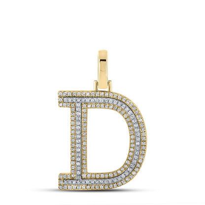 Block 30MM A-Z Letter Initial Diamond Pendant 10K Yellow Gold