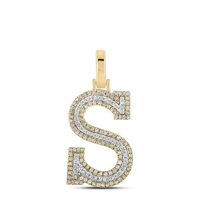 Block 30MM A-Z Letter Initial Diamond Pendant 10K Yellow Gold