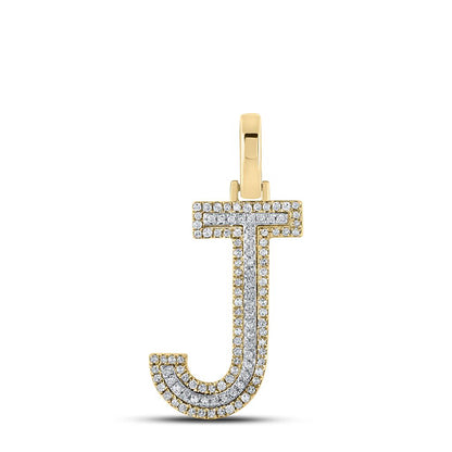 Block 30MM A-Z Letter Initial Diamond Pendant 10K Yellow Gold