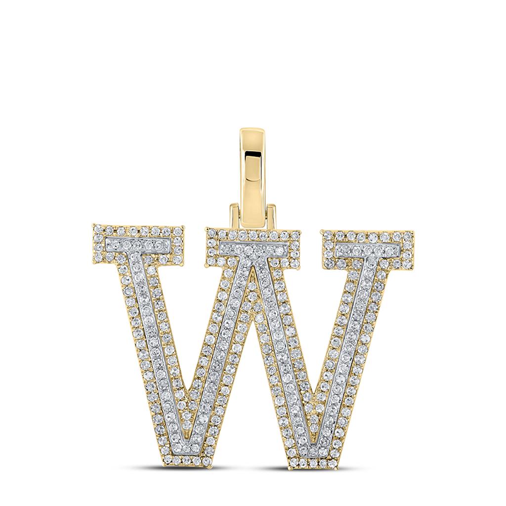 Block 30MM A-Z Letter Initial Diamond Pendant 10K Yellow Gold