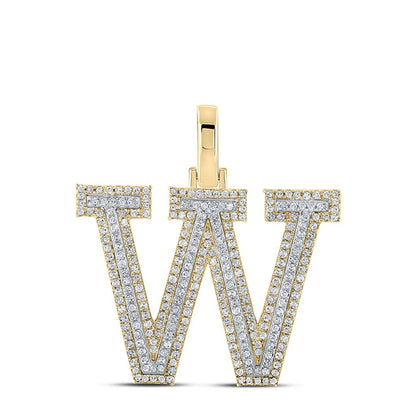 Block 30MM A-Z Letter Initial Diamond Pendant 10K Yellow Gold