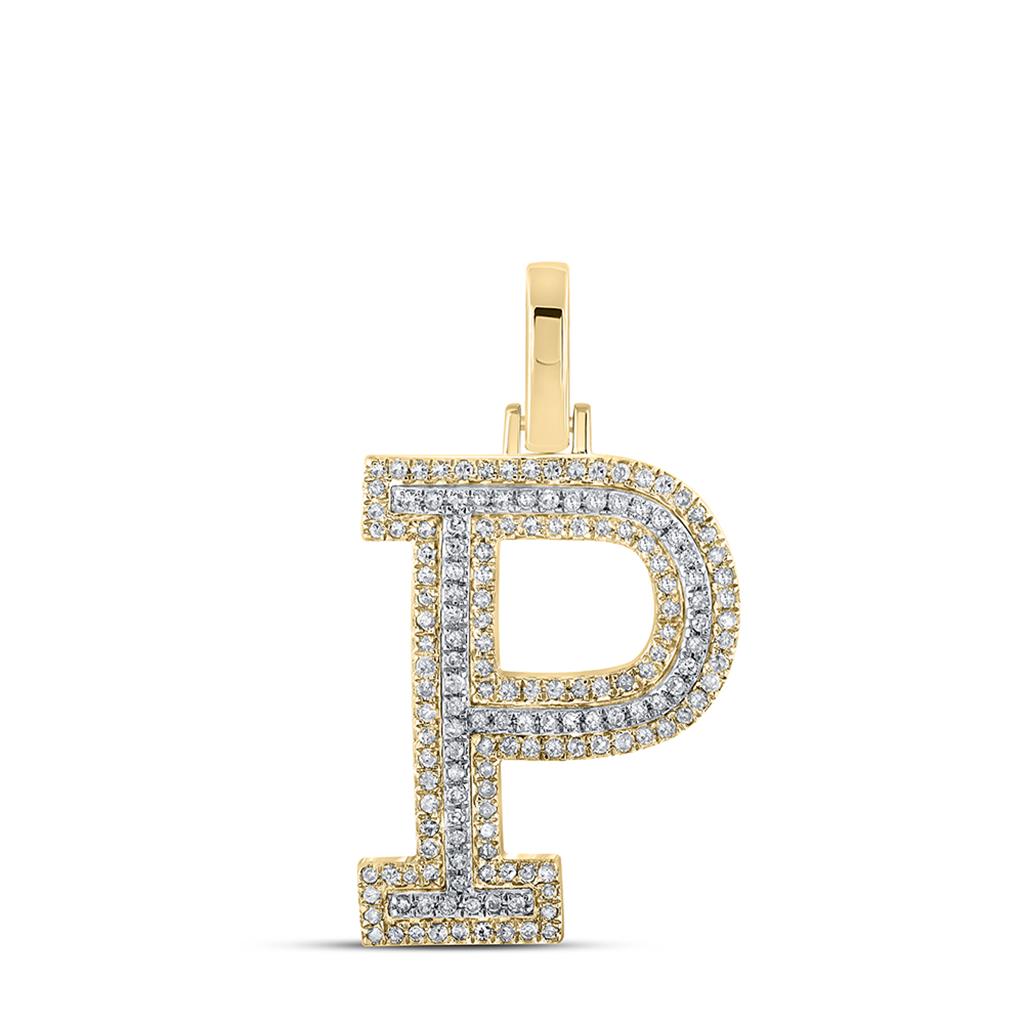 Block 30MM A-Z Letter Initial Diamond Pendant 10K Yellow Gold