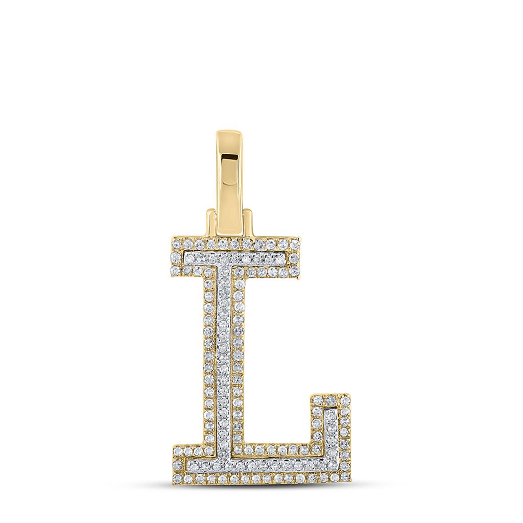 Block 30MM A-Z Letter Initial Diamond Pendant 10K Yellow Gold
