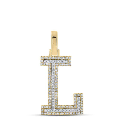 Block 30MM A-Z Letter Initial Diamond Pendant 10K Yellow Gold