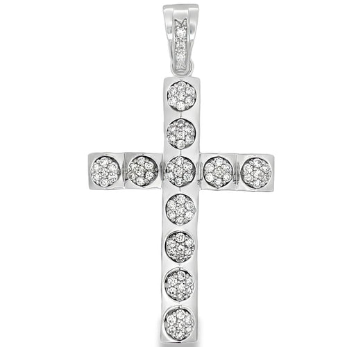 Block Cluster Tennis Cross CZ Iced Out Pendant