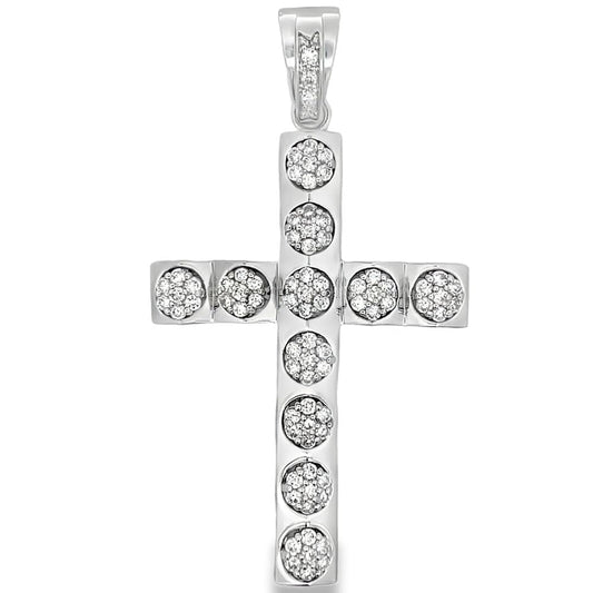 Block Cluster Tennis Cross CZ Iced Out Pendant