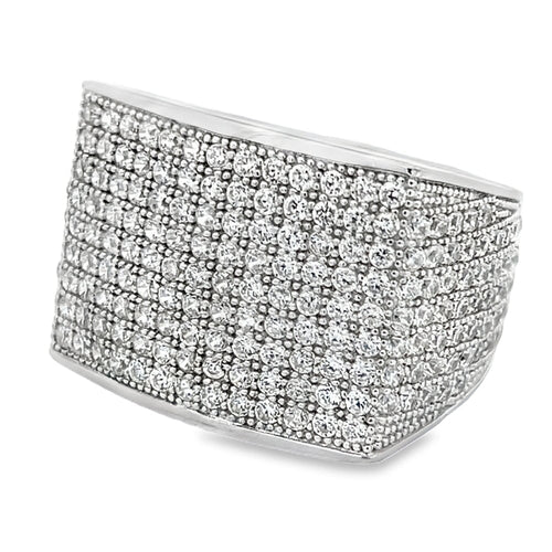 Block Full CZ Ring .925 Sterling Silver