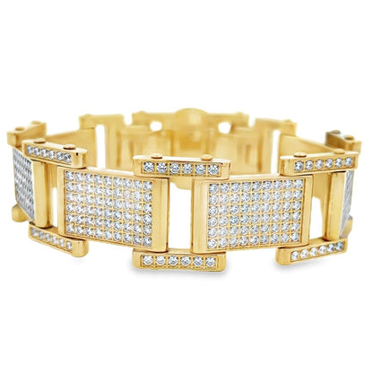 Blocky CZ Iced Out Bracelet Stainless Steel