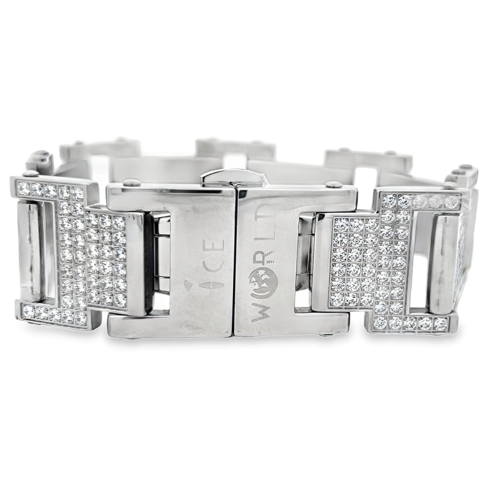 Blocky CZ Iced Out Bracelet Stainless Steel