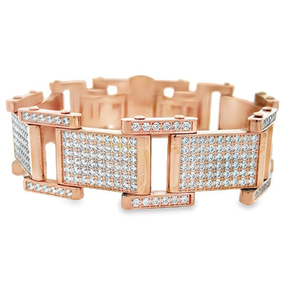 Blocky CZ Iced Out Bracelet Stainless Steel