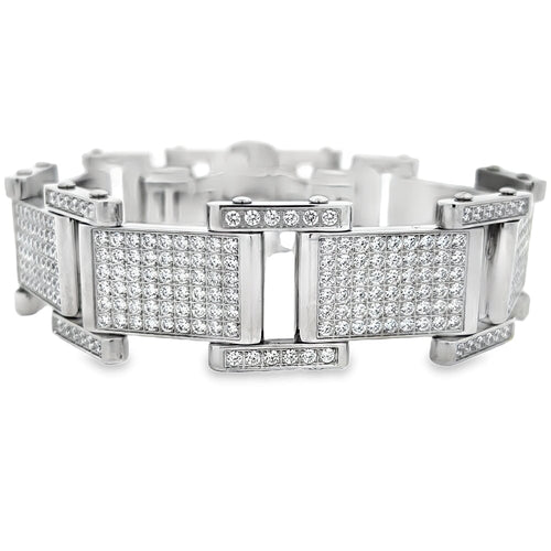Blocky CZ Iced Out Bracelet Stainless Steel