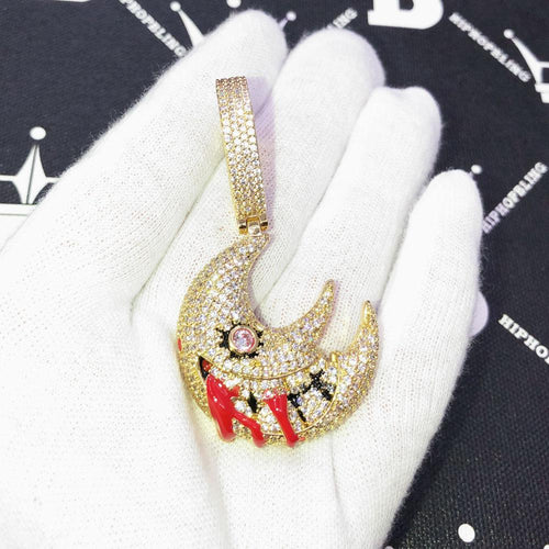 Blood Moon Medium Iced Out Hip Hop Pendant