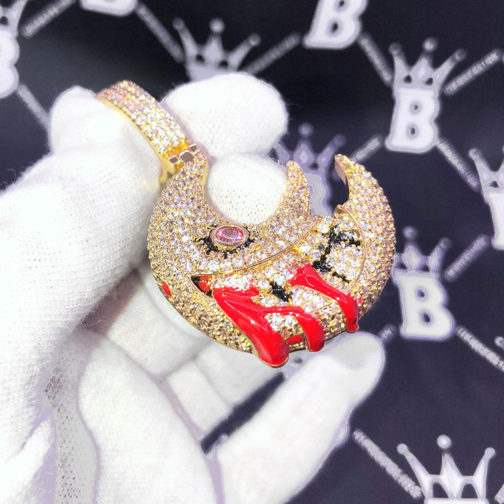 Blood Moon Medium Iced Out Hip Hop Pendant