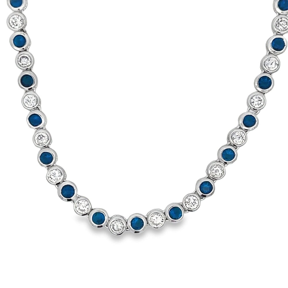 Blue & White CZ Tennis Chain .925 Sterling Silver