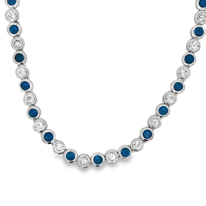 Blue & White CZ Tennis Chain .925 Sterling Silver