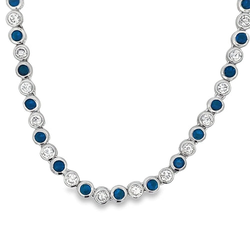 Blue & White CZ Tennis Chain .925 Sterling Silver