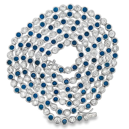 Blue & White CZ Tennis Chain .925 Sterling Silver