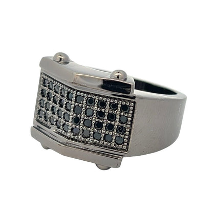 Bolt Black CZ Ring .925 Sterling Silver