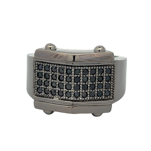 Bolt Black CZ Ring .925 Sterling Silver