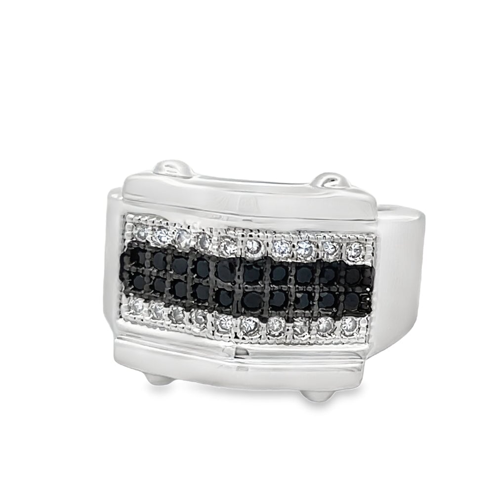 Bolt Black/White CZ Ring .925 Sterling Silver