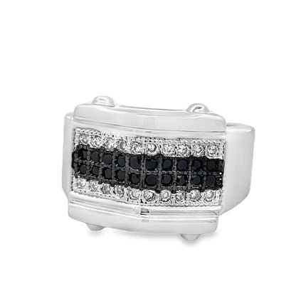 Bolt Black/White CZ Ring .925 Sterling Silver