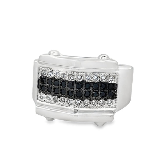 Bolt Black/White CZ Ring .925 Sterling Silver