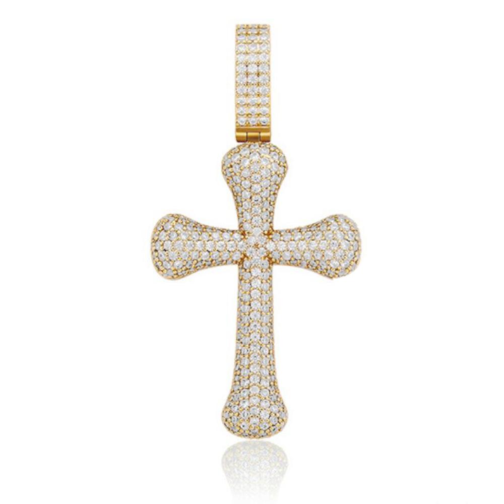 Bone Cross CZ Iced Out Hip Hop Bling Pendant