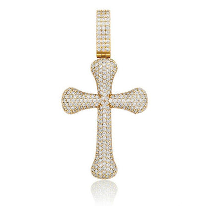 Bone Cross CZ Iced Out Hip Hop Bling Pendant