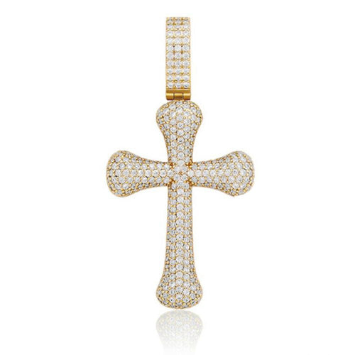 Bone Cross CZ Iced Out Hip Hop Bling Pendant
