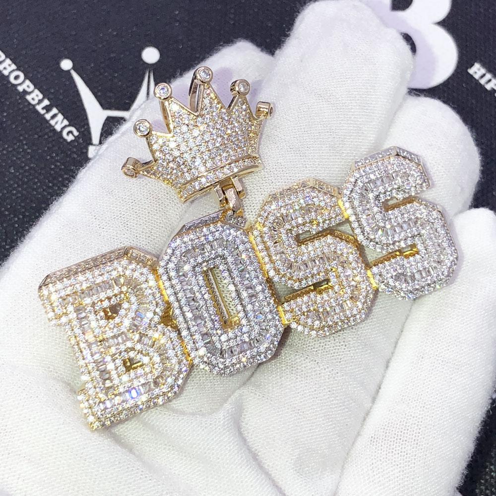 BOSS 3D Effect Baguette CZ Hip Hop Iced Out Pendant
