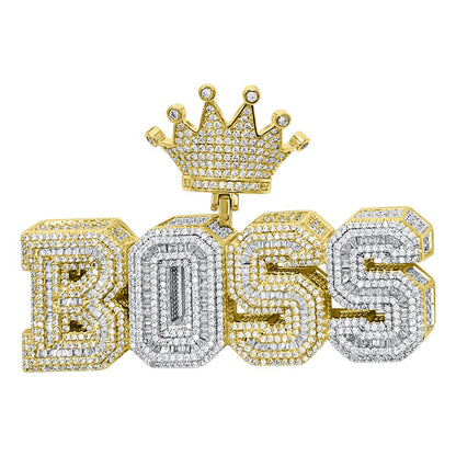 BOSS 3D Effect Baguette CZ Hip Hop Iced Out Pendant