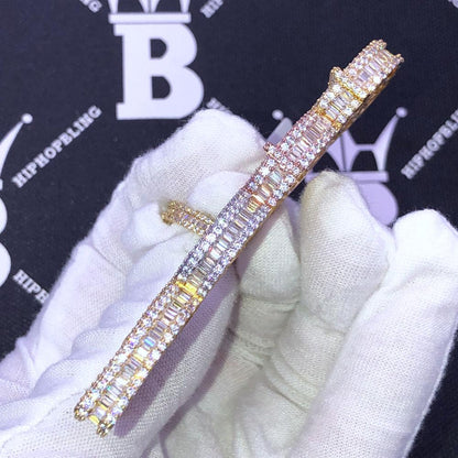 BOSS Baguette 3 Tone VVS CZ Iced Out Pendant