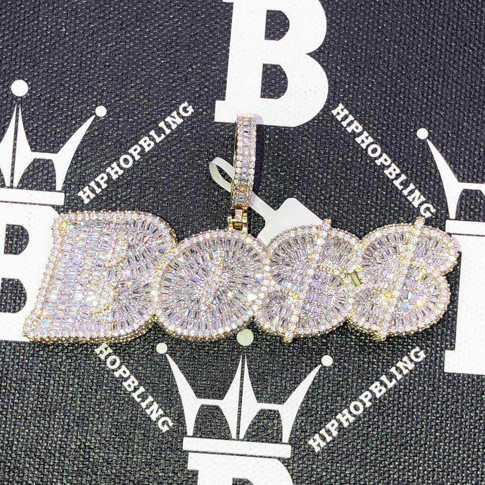 BOSS Baguette CZ Hip Hop Bling Bling Pendant
