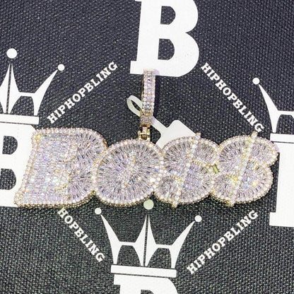BOSS Baguette CZ Hip Hop Bling Bling Pendant
