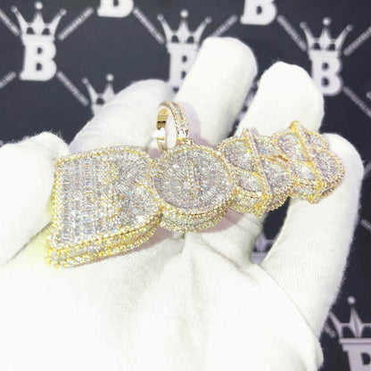 BOSS Baguette CZ Hip Hop Bling Bling Pendant