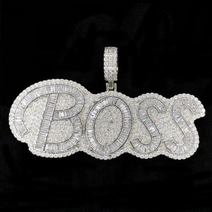 BOSS Baguette Piece VVS CZ Hip Hop Bling Bling Pendant