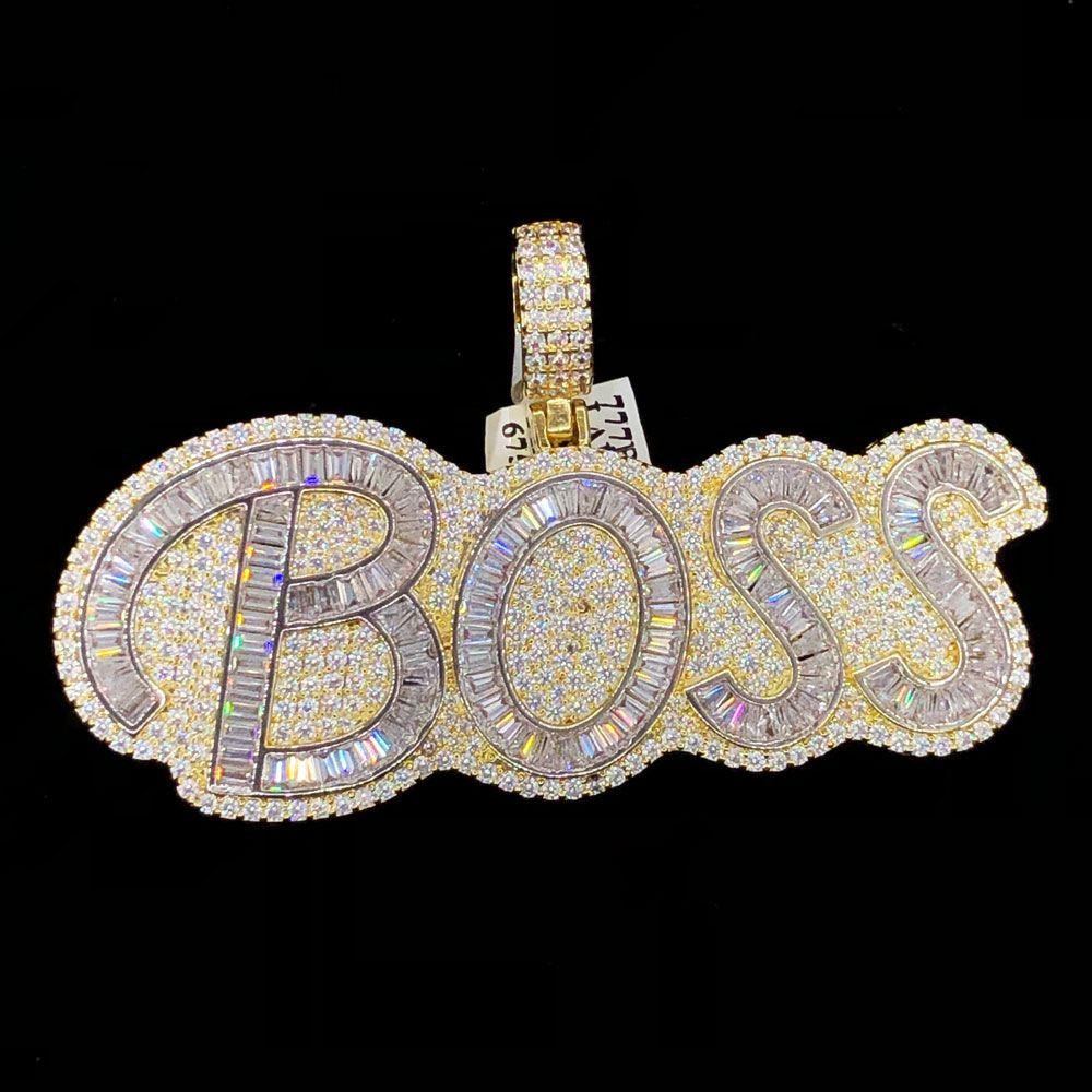 BOSS Baguette Piece VVS CZ Hip Hop Bling Bling Pendant